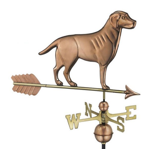 Copper Labrador Retriever Weathervane Sculptural North South East